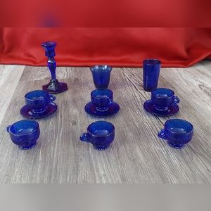 Mosser Glass Child Heirloom Mini Lindsey Cobalt Blue 12 pieces.